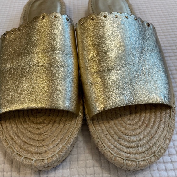 Kate Spade gold leather slides style Giovanna size 10 in good used condition - Picture 3 of 6